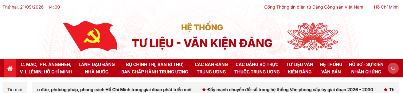 Hệ thống tư liệu - văn kiện Đảng